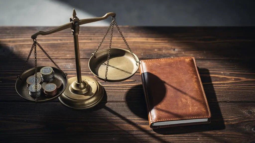 Balance symbolisant l'arbitrage entre une franchise elevee et une cotisation d'assurance plus basse